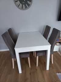 Stół rozkładany biały połysk + 4 krzesła