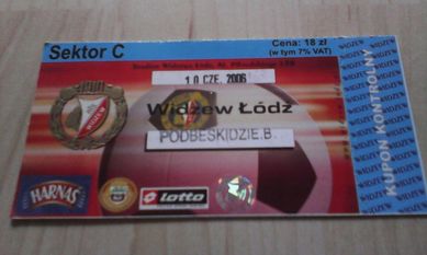 bilet Widzew Łódź-Podbeskidzie Bielsko Biała 10 czerwiec 2006 r