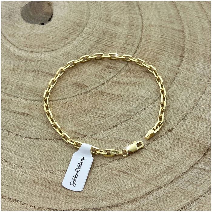 Bransoletka Złota Damska 925/585 Srebro Ankier 20cm/3,5mm Gruba + Graw