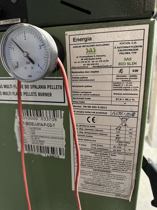 Czesci piec co Sas bio slim 14 kw prawy pellet pid