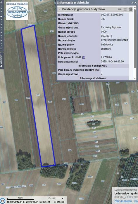 Sprzedam pole grunty orne 3,7 ha w Leśniowicach, Janówce, pow chełmski