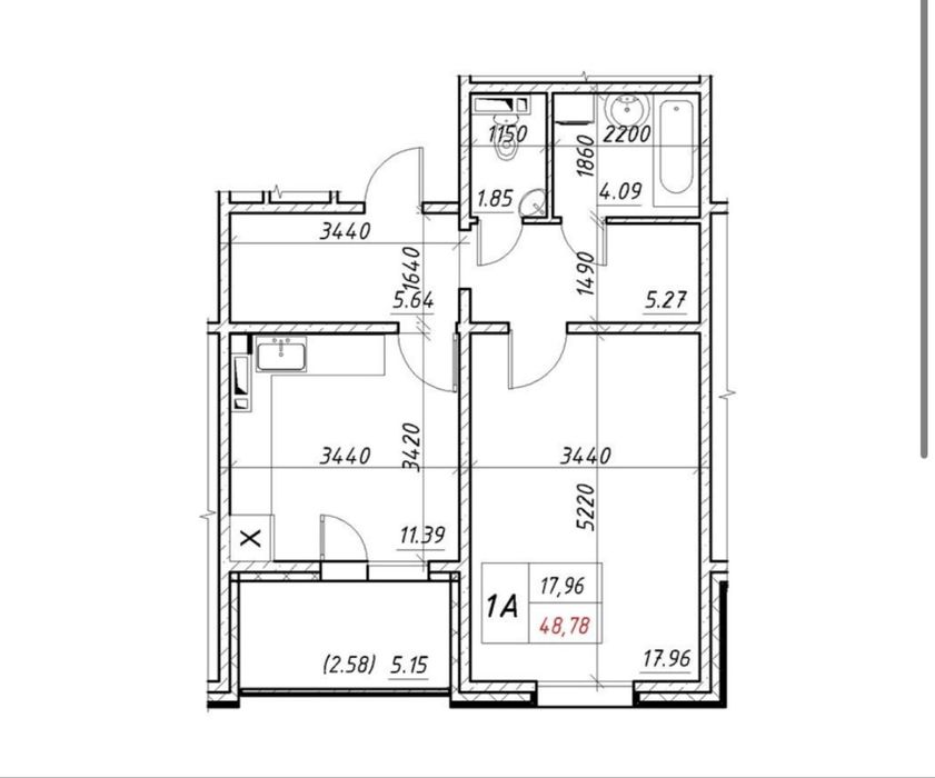 ТЕРМІНОВИЙ продаж 1к квартири в ЖК «Навігатор» (площа: 42,93 кв.метри)