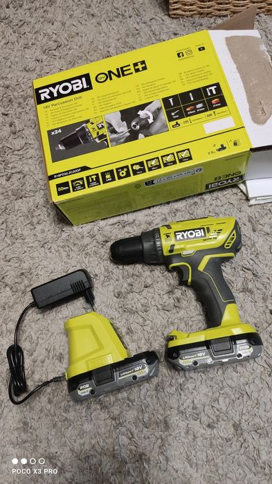Ryobi Nowa wiertarka wkrętarka udarowa 18V z akumulatorem 2 bateria