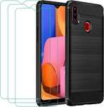 Zestaw Plecki Case Włókno Węglowe + 3szt Szkło Samsung Galaxy A20s