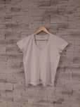 Biała bluzka basic varlesca L z krótkim rękawem T-shirt dekolt serek