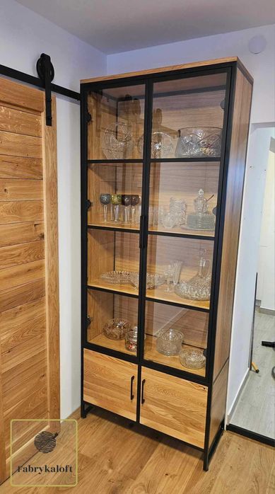 Witryna , Komoda , witryna dębowa , LOFT , Biblioteczka