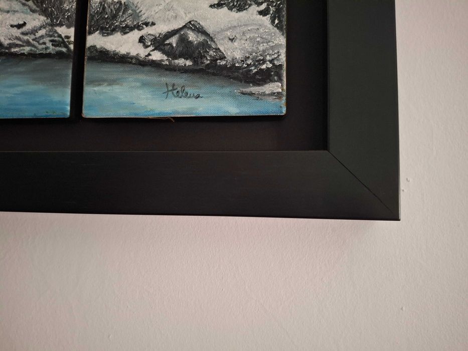 Quadro a óleo "Monte Gelado" com boa moldura de madeira