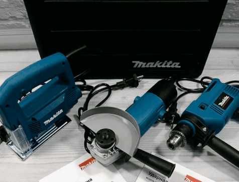 Набір інструментів makita 3 в 1 дрель лобзик болгарка