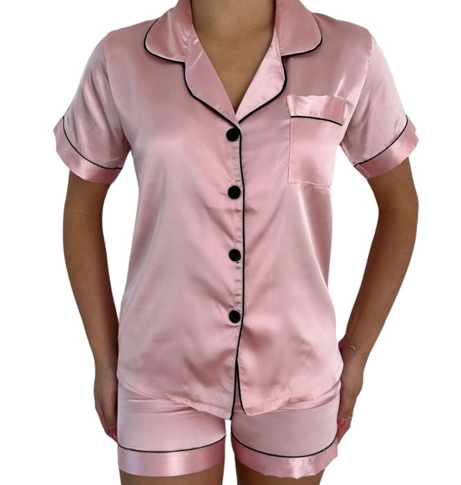 Шовкова атласна піжама, піжамний костюм шорти сорочка