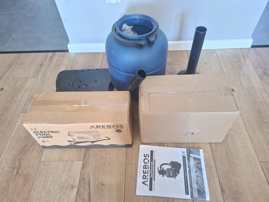 System filtrów piaskowych, pompa basenowa z kulkami niebieska Arebos