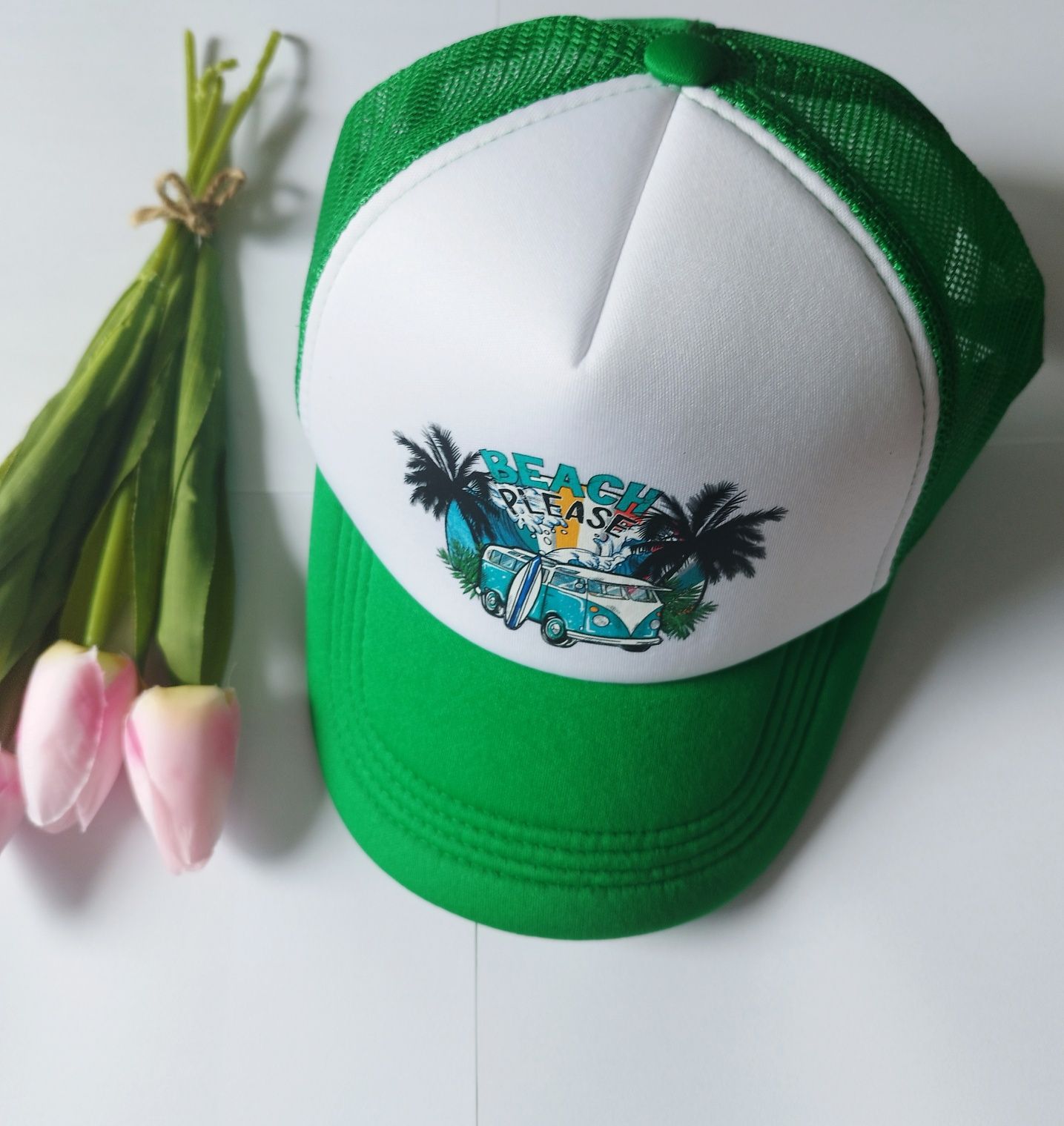 Nowa męska zielona czapka z daszkiem na lato trucker truckercap