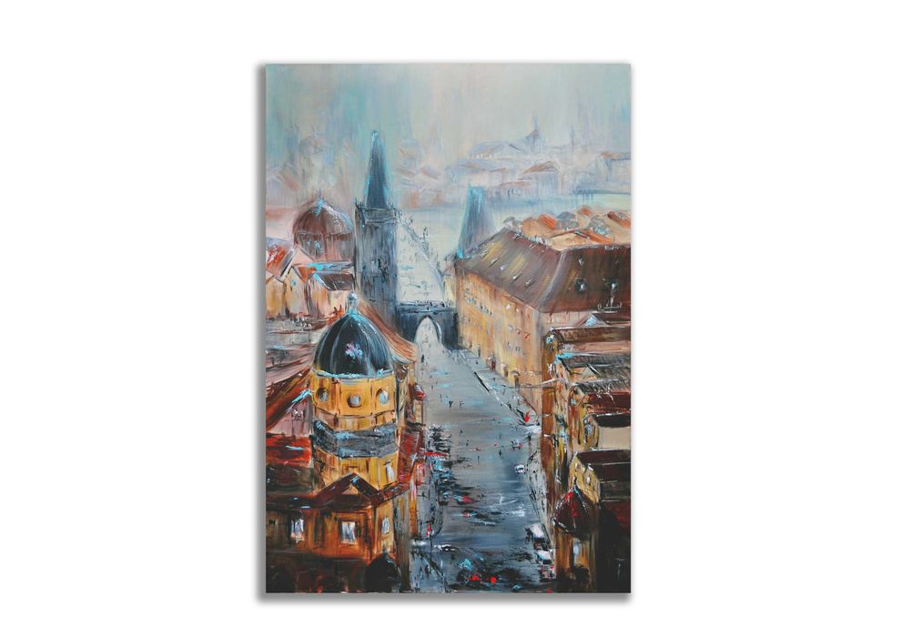 Obraz akrylowy. Oryginał. Ręcznie malowany. Praga. 70x100 cm