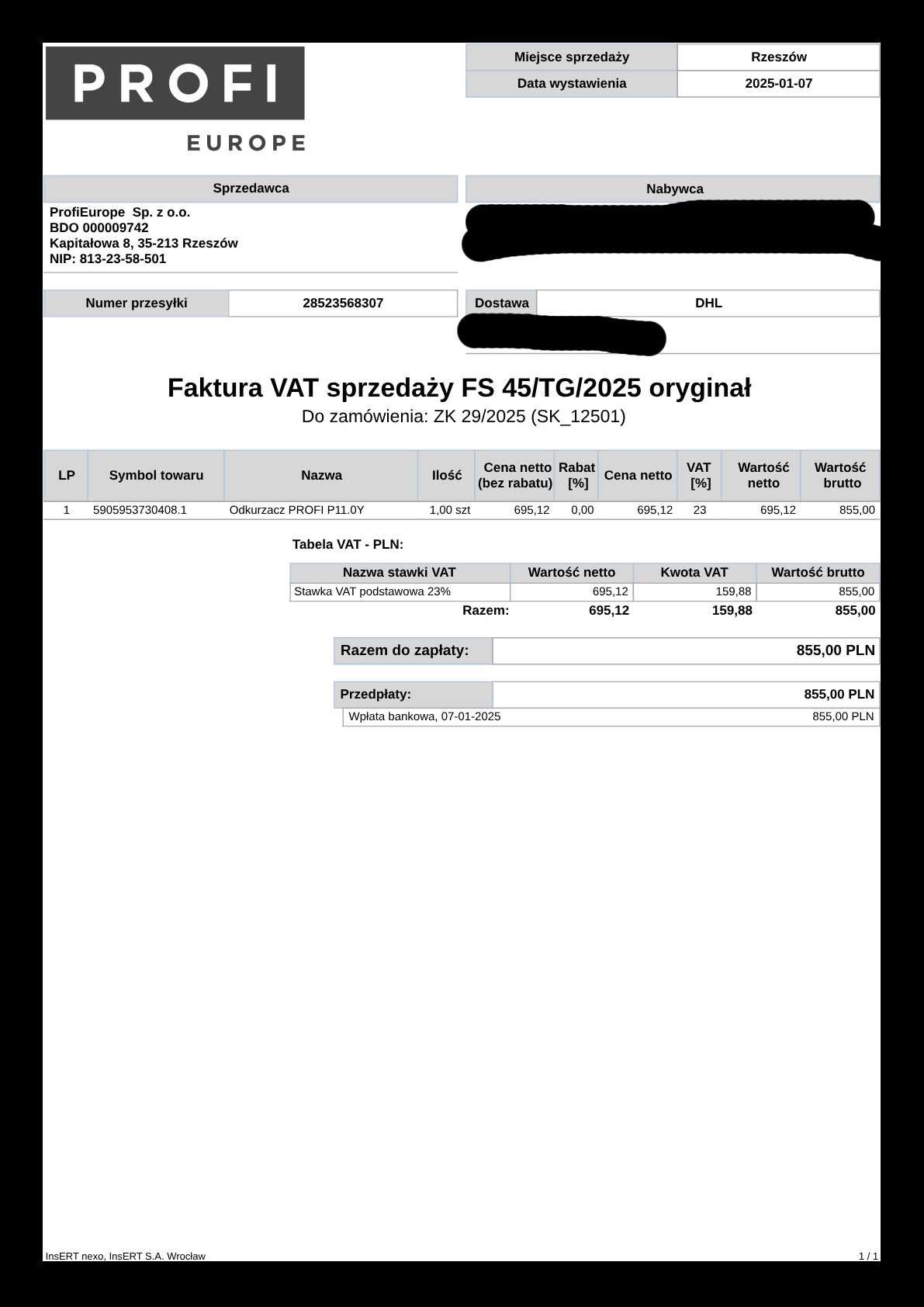 Odkurzacz Profi P11.0Y na gwarancji