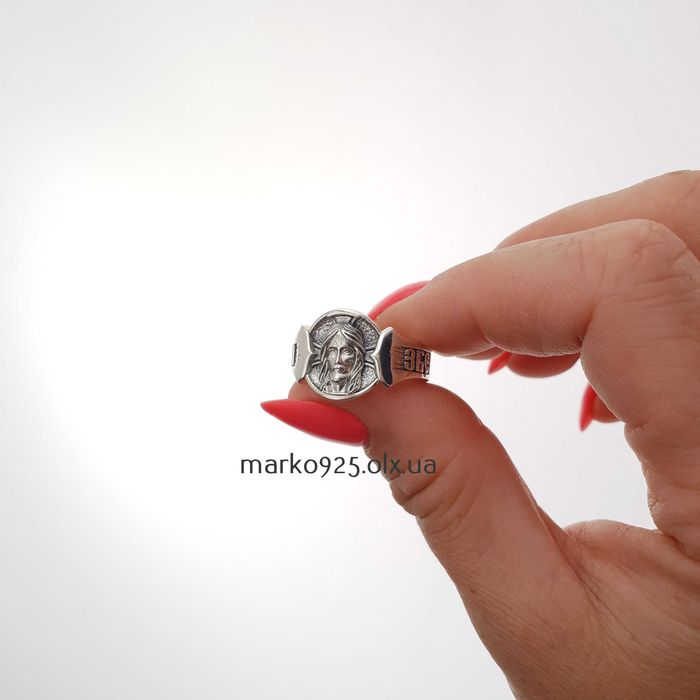 Чоловіча срібна каблучка оберіг Спаси і Збережи. Спас Нерукотворний