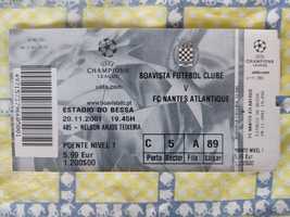 Bilhete Boavista Nantes liga dos campeões 2001/02