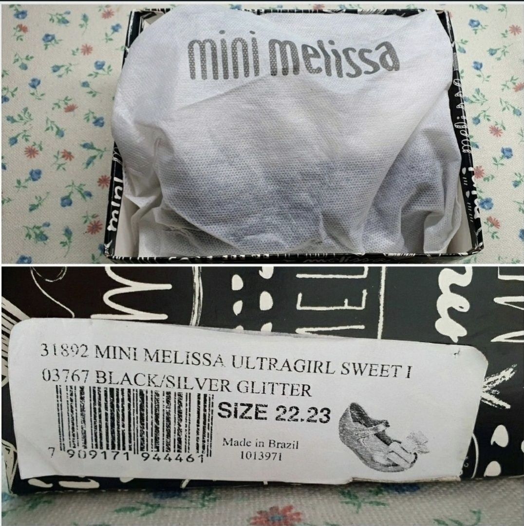 Melissa Mini ultragirl sweet czarne brokatowe baleriny meliski 22 23