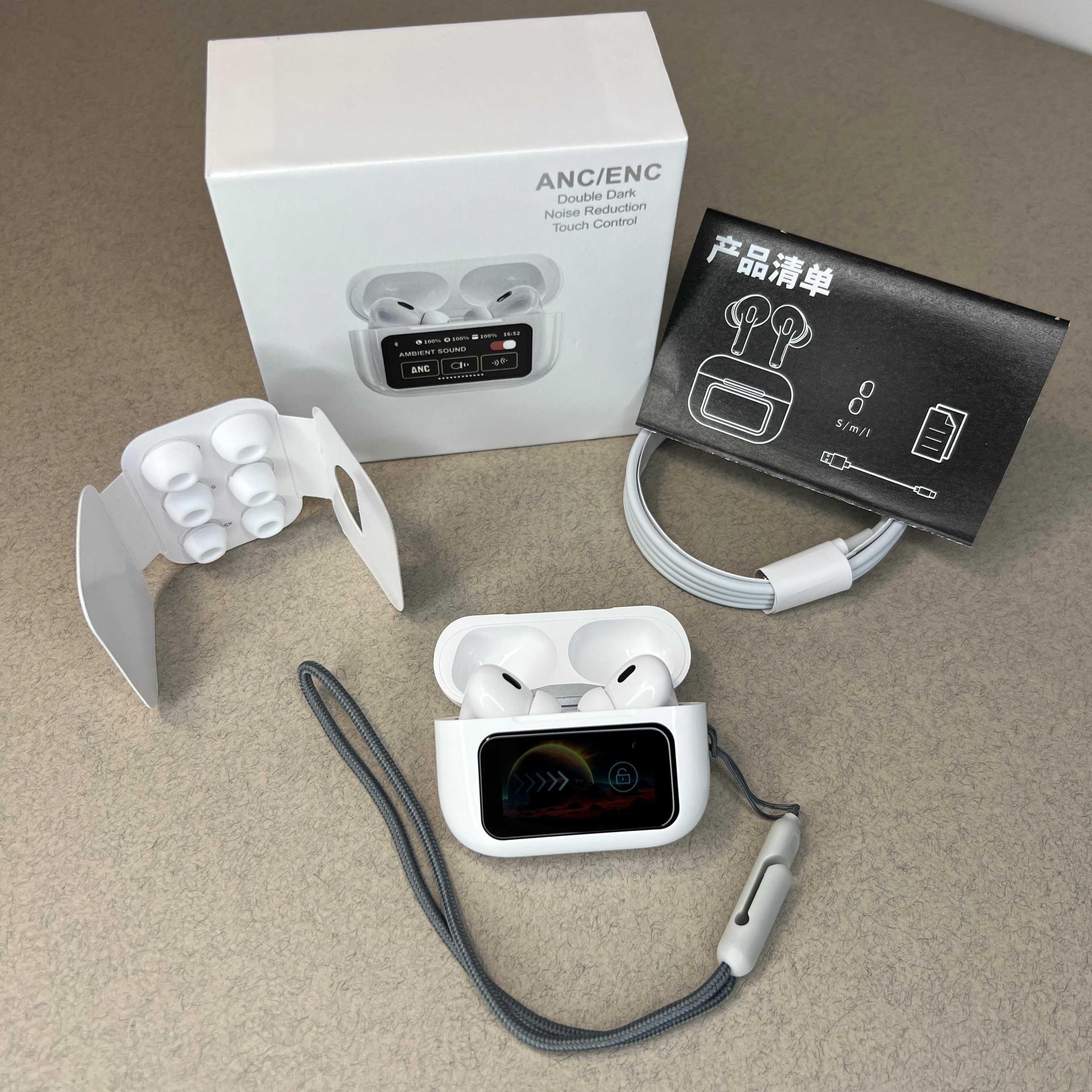 Наушники з екраном на кейсі AirPods Pro 2 ANC Lux З Шумопоглинанням
