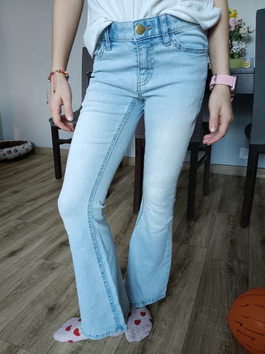 Spodnie jeans jeansowe dzwony  dziewczęce 140