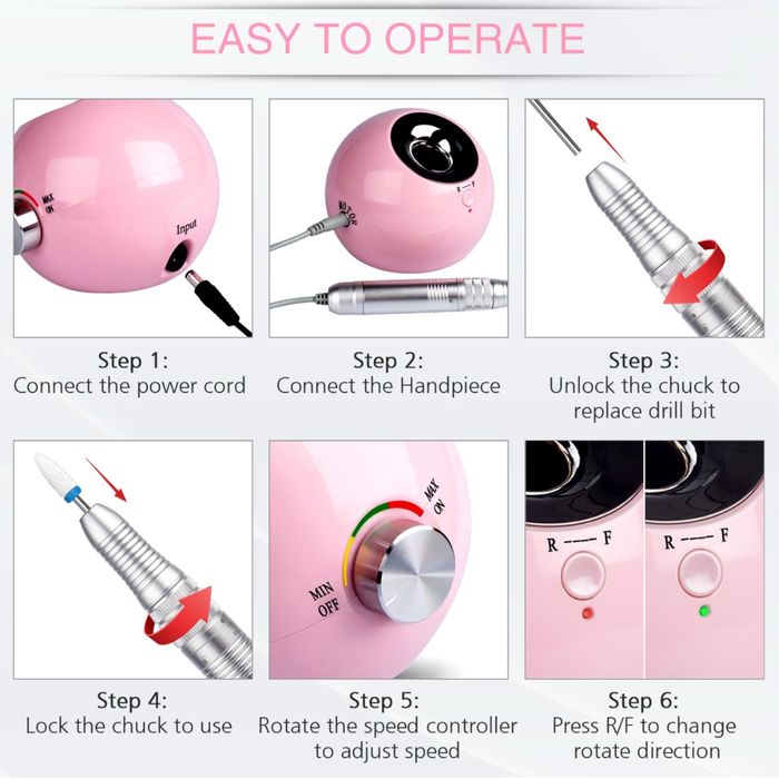 AZ GOGO Profi frezarka do paznokci, zestaw elektryczny, 30000 obr./min