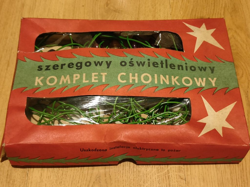 Stare Lampki Choinkowe PRL 1978 Vintage Szeregowy Komplet Choinkowy