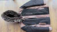куртка кожаная с капюшоном из нат меха с декор вставками 54 р