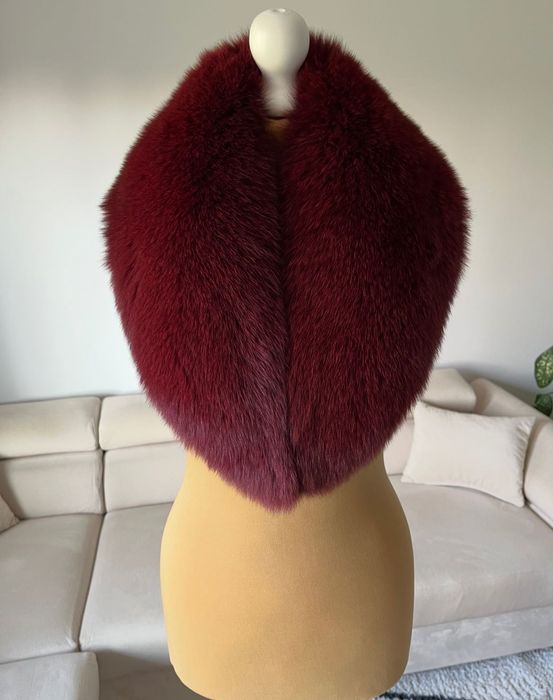 Bordowy kołnierz z lisa Ochnik nowy bez metki