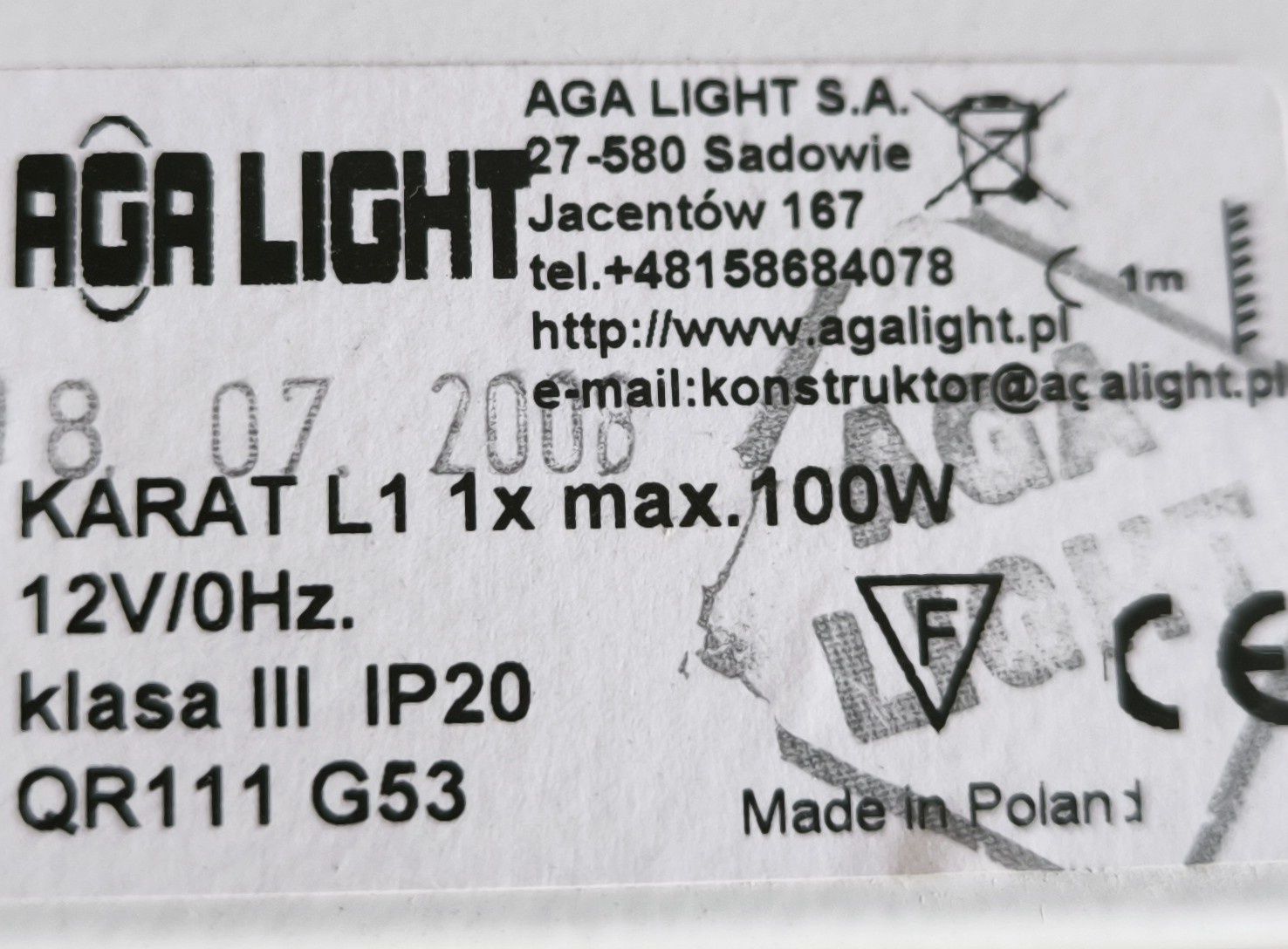 Obudowa z żarowkami Karat L1 AgaLight 100W wraz z zasilaczem
