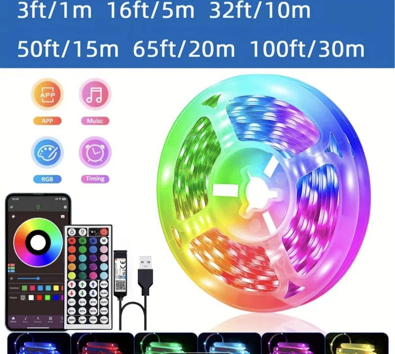Taśma LED 10m  z pilotem i aplikacja