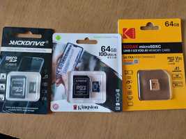 Карта памяти microSD Kodak и Kingston 64Gb Class 10 32-64 USB флешка