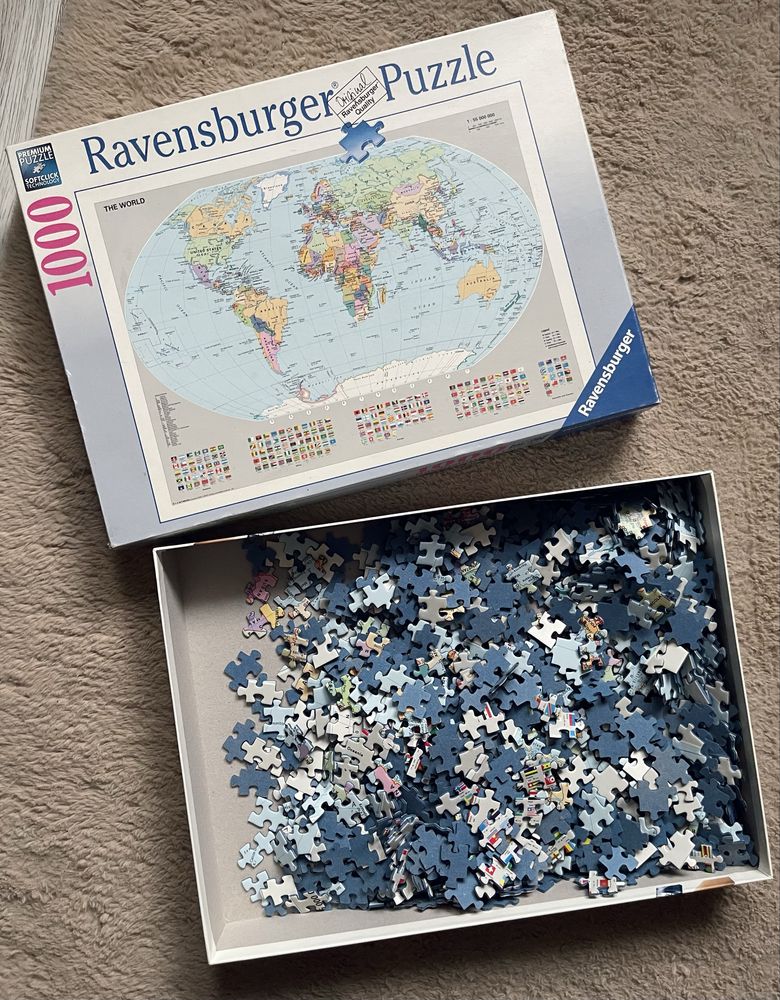 Puzzle 1000 elementów mapa świata dla wytrwałych