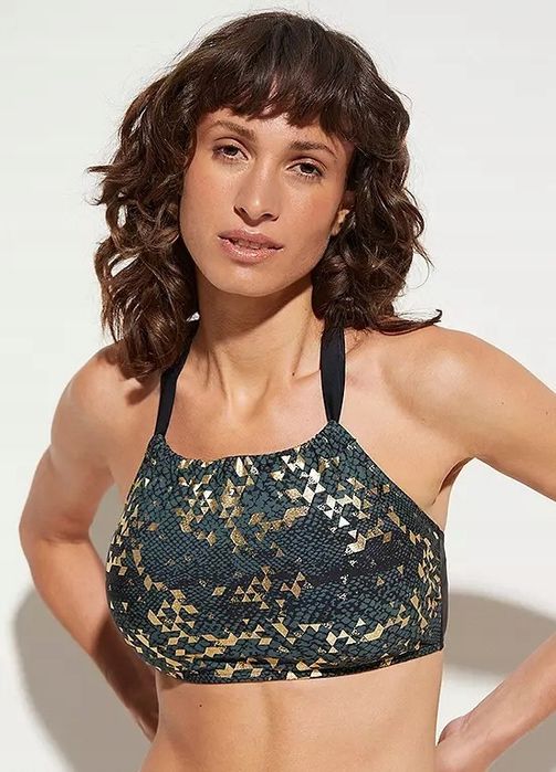 B.P.C. bikini ciemna zieleń ze złotym biustonosz 34