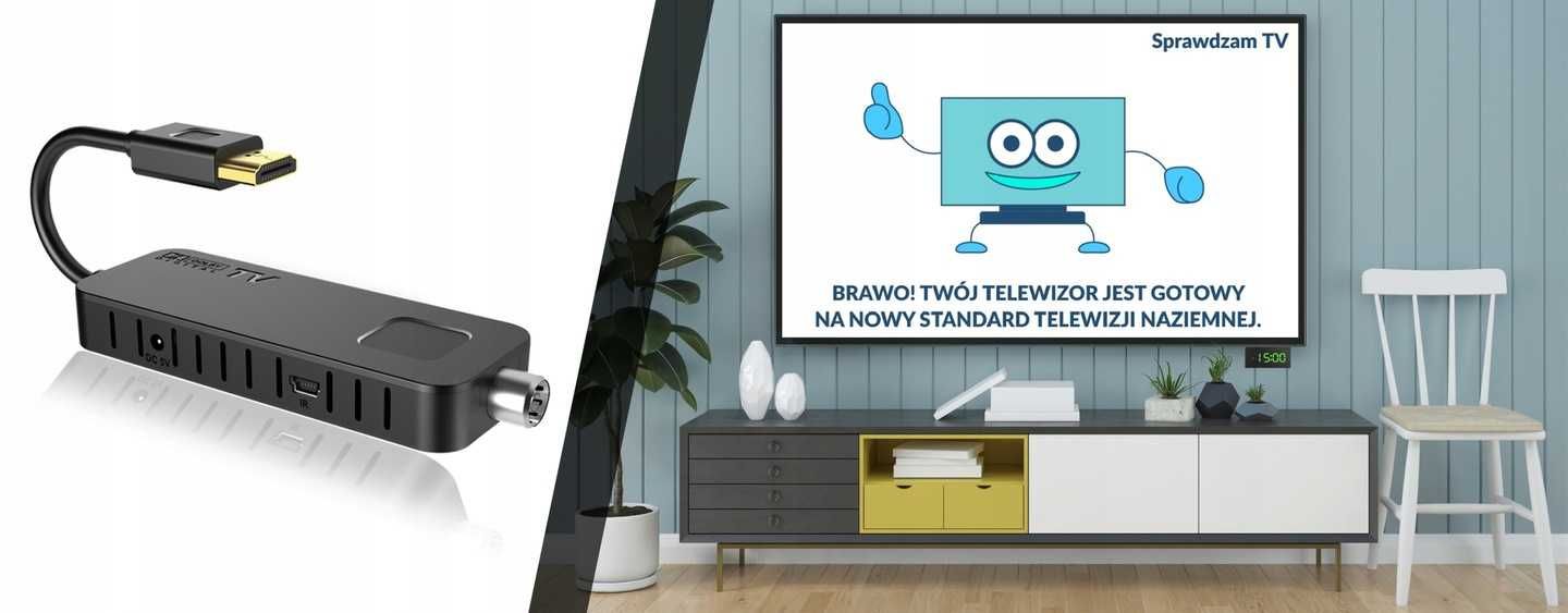 dekoder tuner TV HD DVB-T2 HEVC H.265 NIEWIDOCZNY mini stick nagrywani