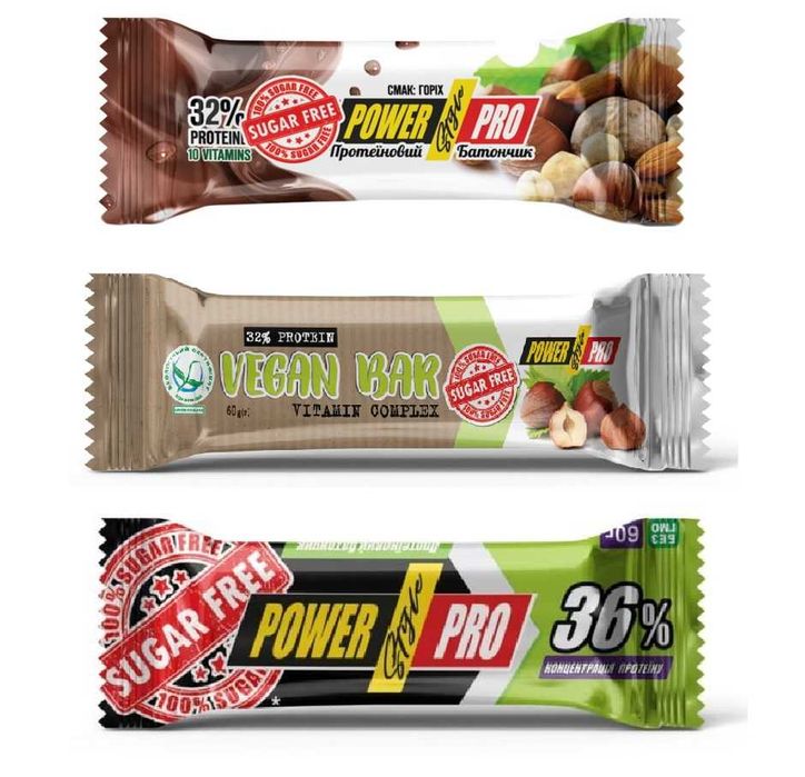 Горіхові протеїнові батончики Power Pro без цукру