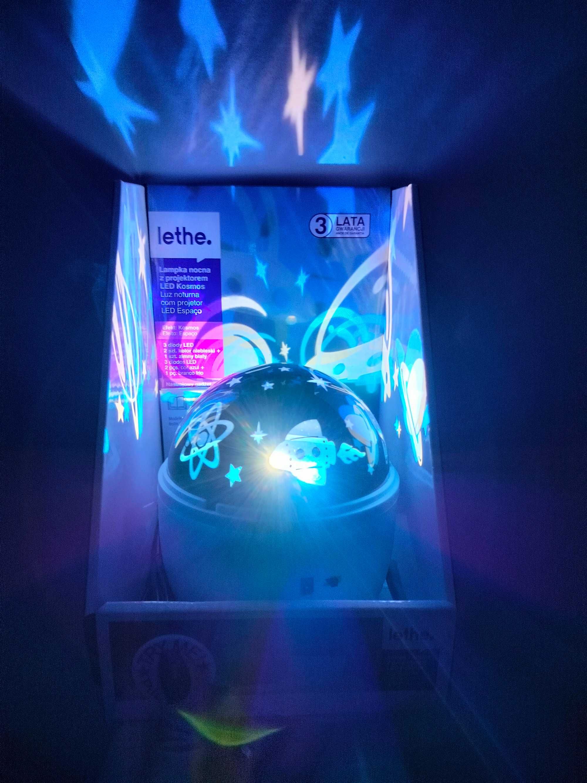 Lampka projektor Lethe niebieska rakiety kosmos dla chłopca