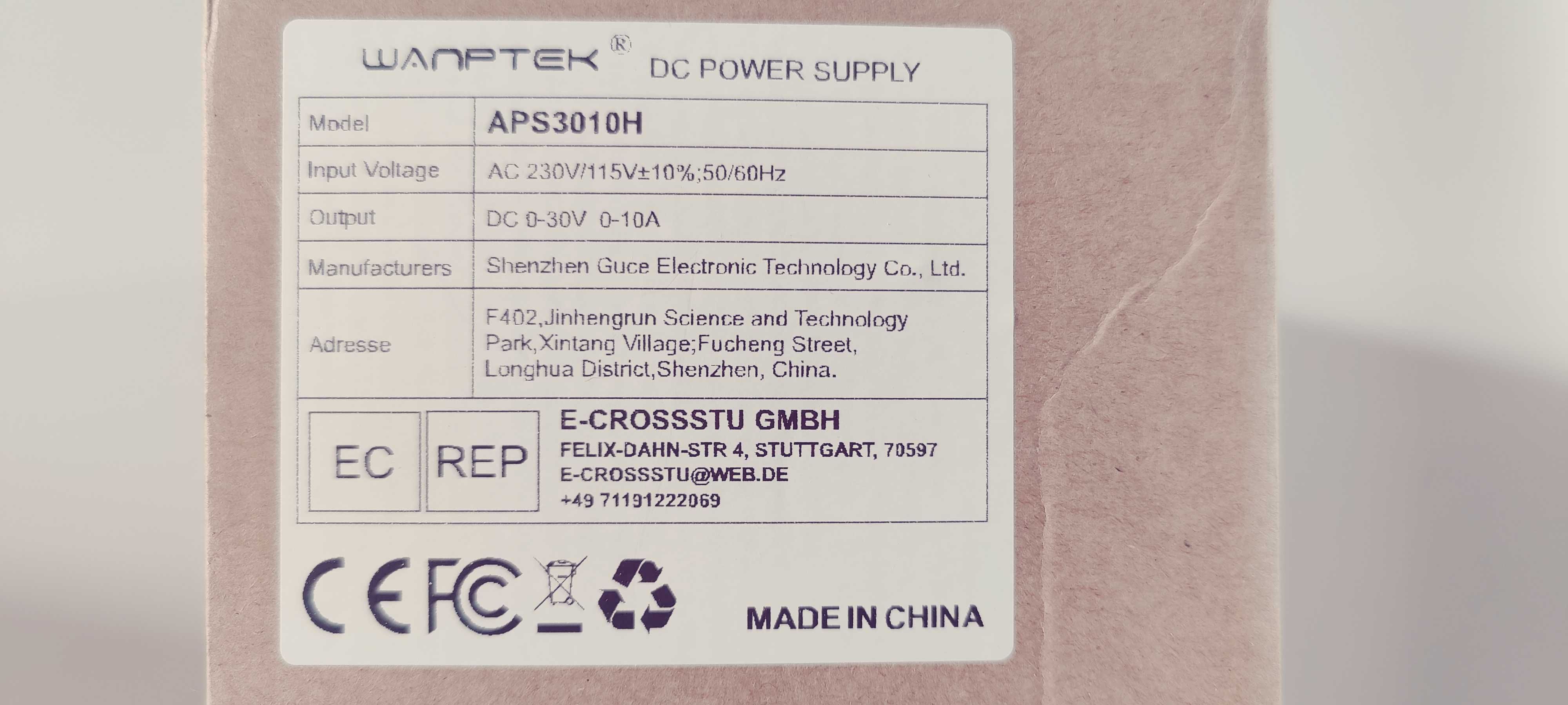 WANPTEK APS3010H Programowalny zasilacz regulowany prądu 30V 10A.