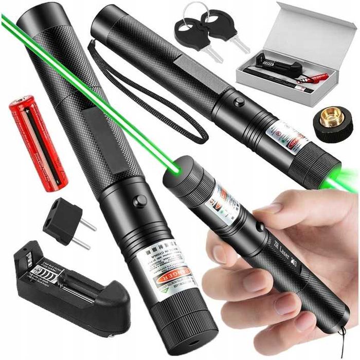 Profesjonalny Wskaźnik Laserowy Zielony z Kluczykiem i Soczewką