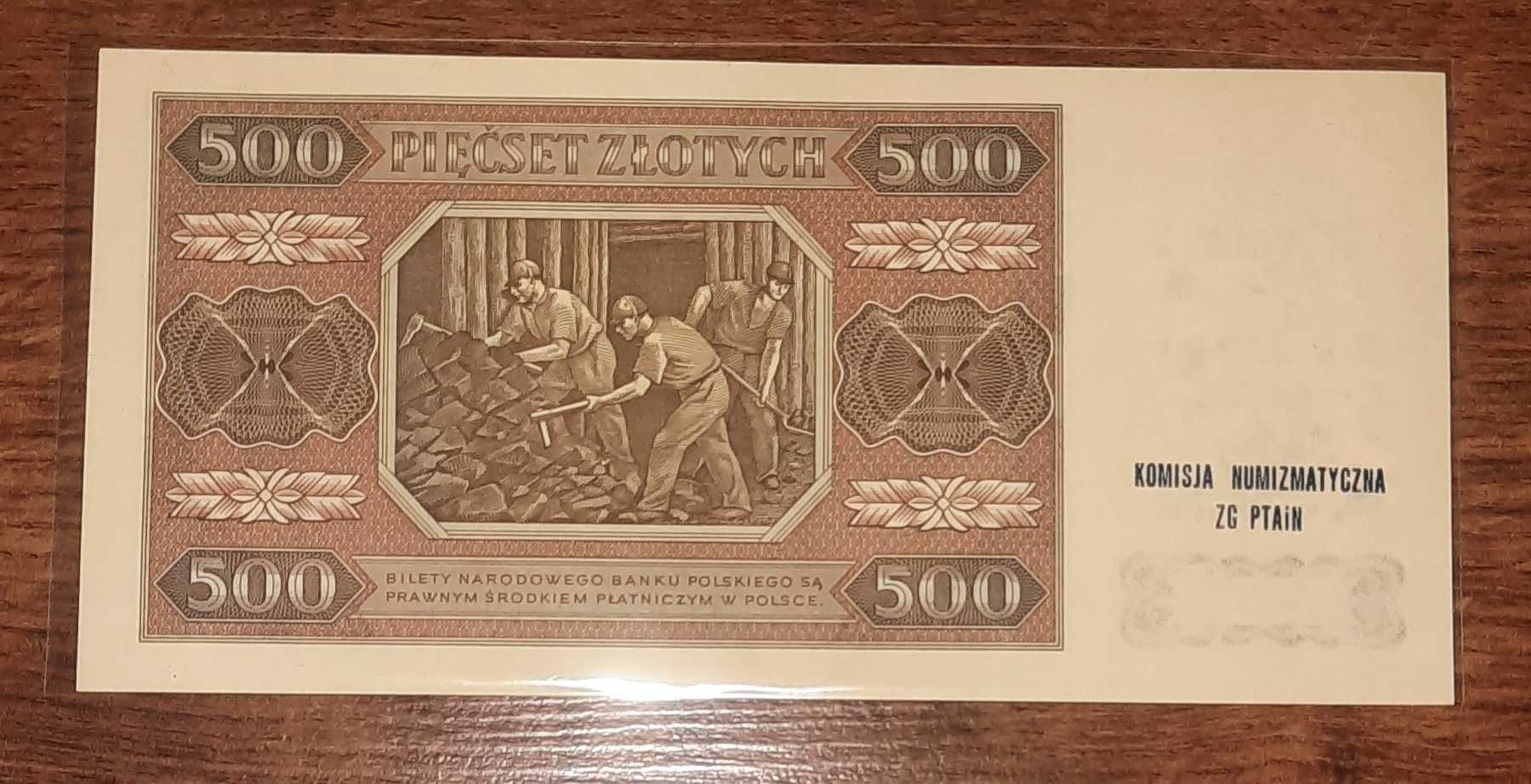 Banknot 500 zł 1948 r seria CC 884... UNC- z nadrukiem