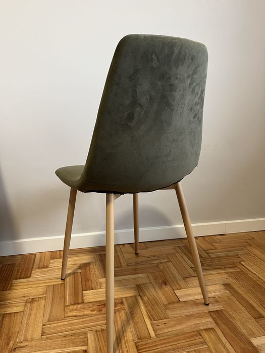 4 cadeiras de sala verde de tecido