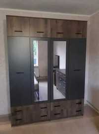 Шкаф Лотос 4Д с зеркалами (Дуб гранж/антрацит) ШВГ 188х244х57 см