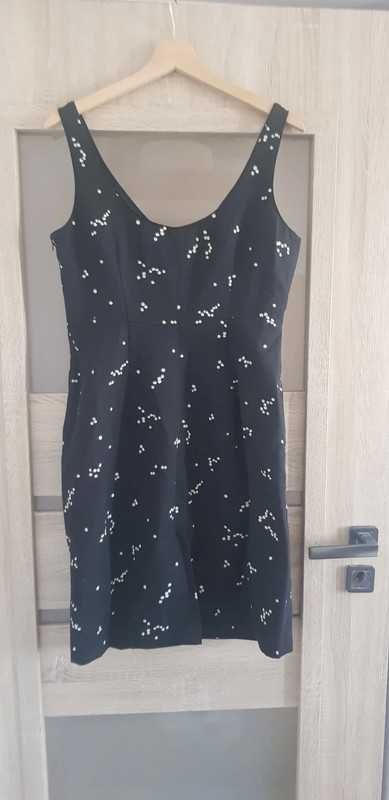 Sukienka koktajlowa, wizytowa, mała czarna, kwiaty Coast L/XL 40/42