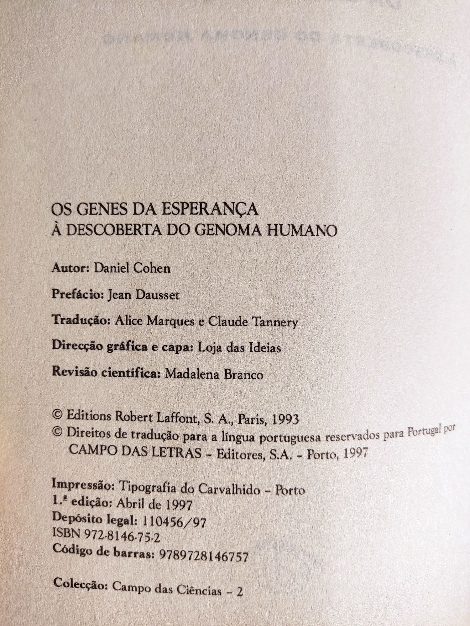 Os genes da esperança: à descoberta do genoma humano, de Daniel Cohen