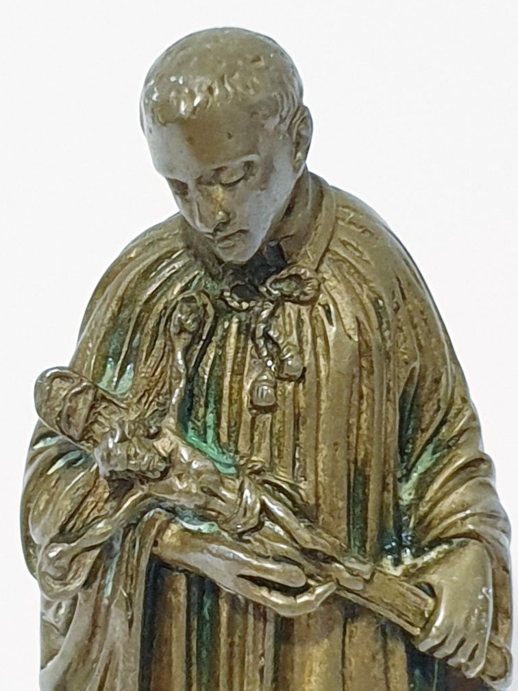 Pequena antiga escultura de São Luís em bronze
