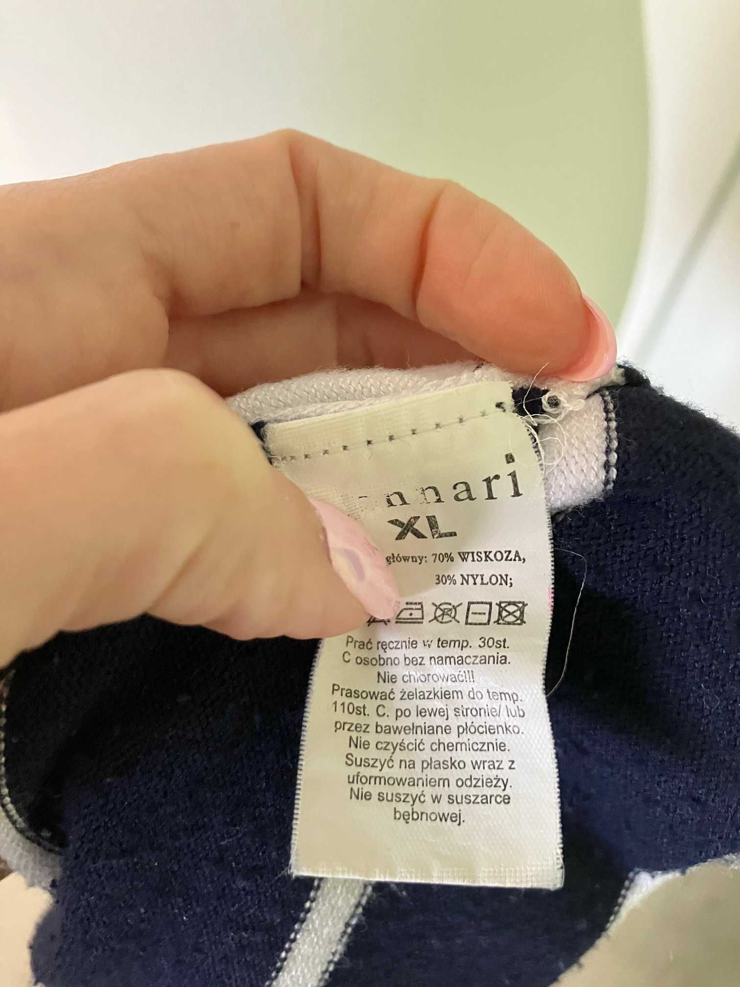 Granatowy sweter paski Monnari wiskoza L