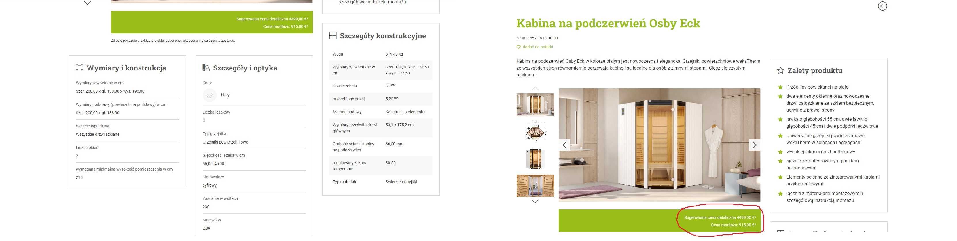 Sauna FIŃSKA INFRARED 2w1 sucha 3os piec HARVIA 230v BIAŁA zewnetrzna