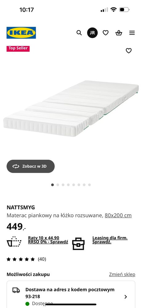Sprzedam łóżko MINNEN z Ikei z dnem i materacem