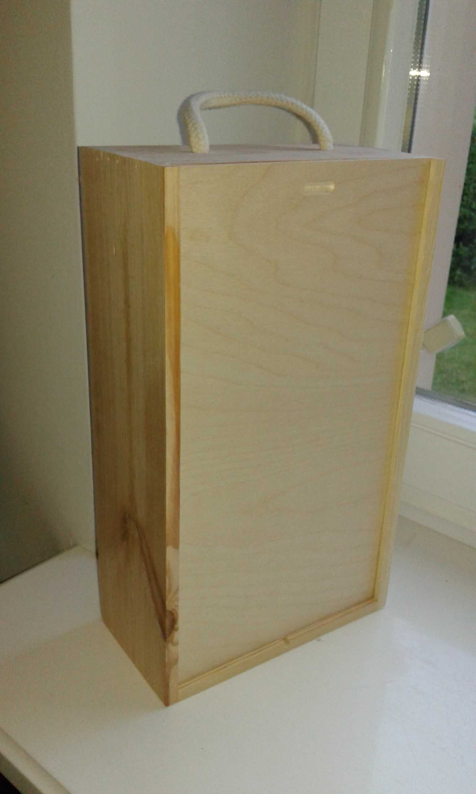 duża drewniana skrzynka pudełko torebka na wino - NOWE