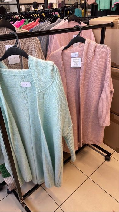 Kardigan z kapturem Kolor Miętowy