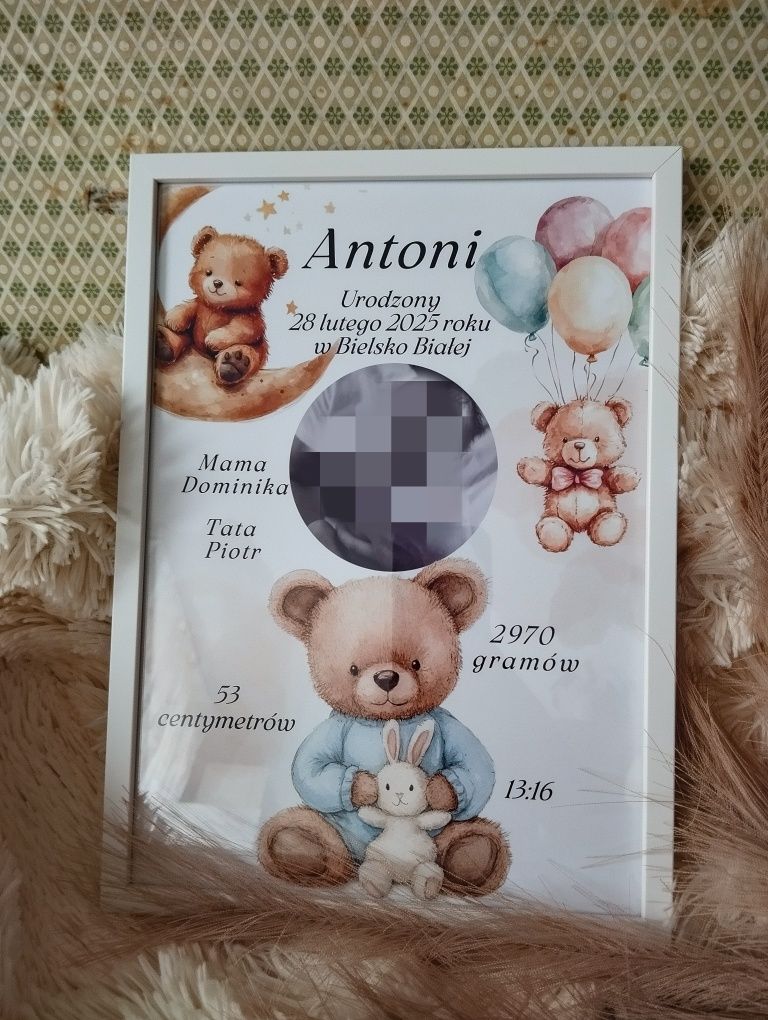 Metryczka dla dziecka A4+ ramka