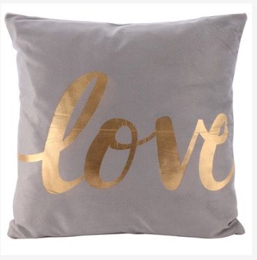 Poszewka na poduszkę szaro złota love 40x40
