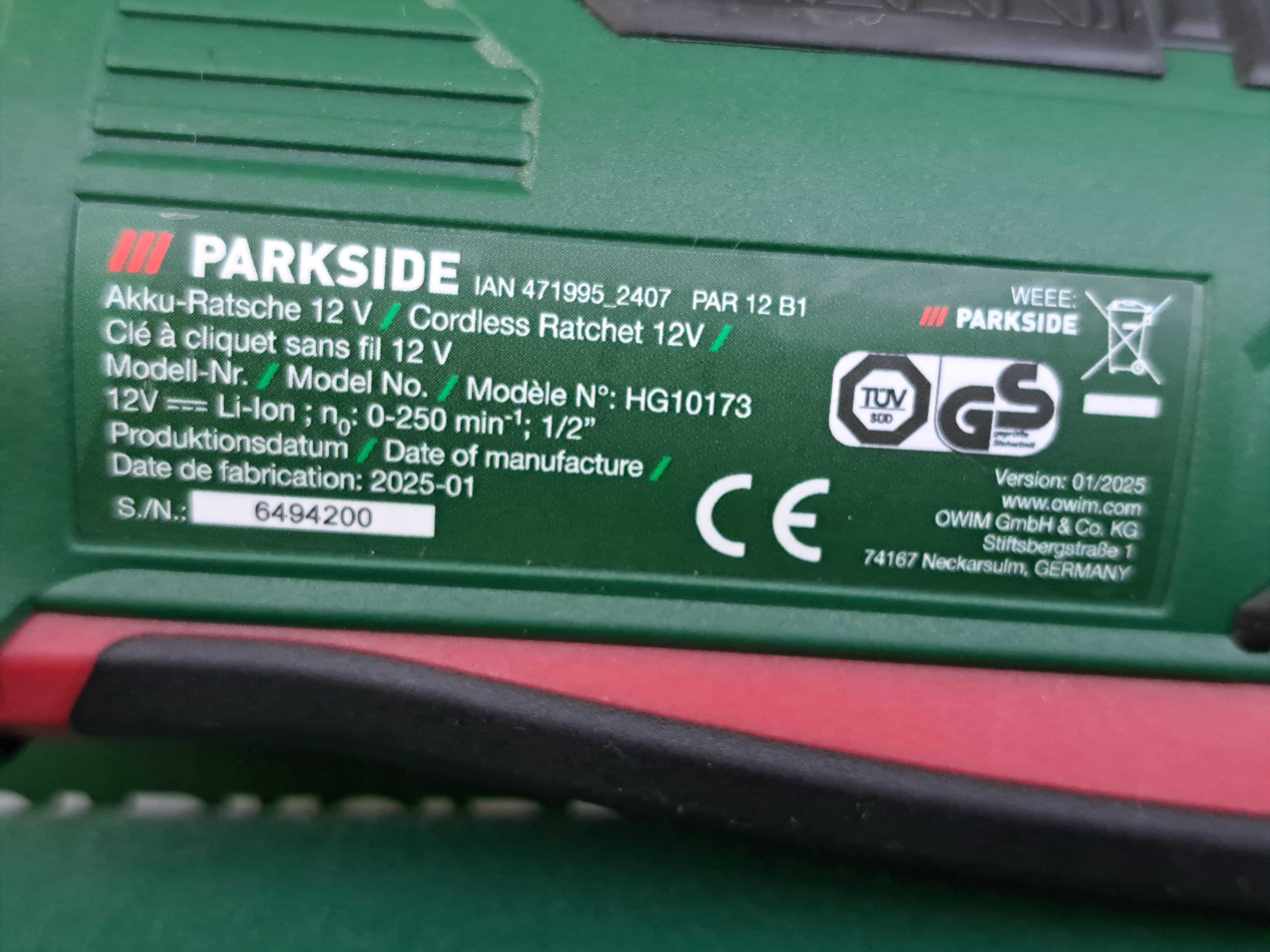 PARKSIDE Тріскачка ключ гайковерт акб
